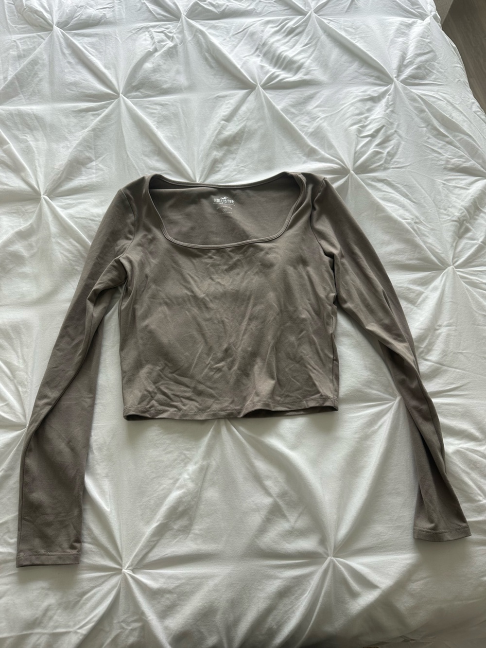 Hollister Scoop Neck Long-Sleeve Top in Taupe Brown